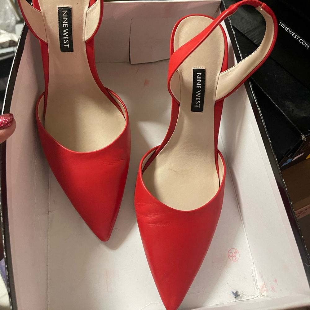 Nine West Red Leather Slings - Size 9m
